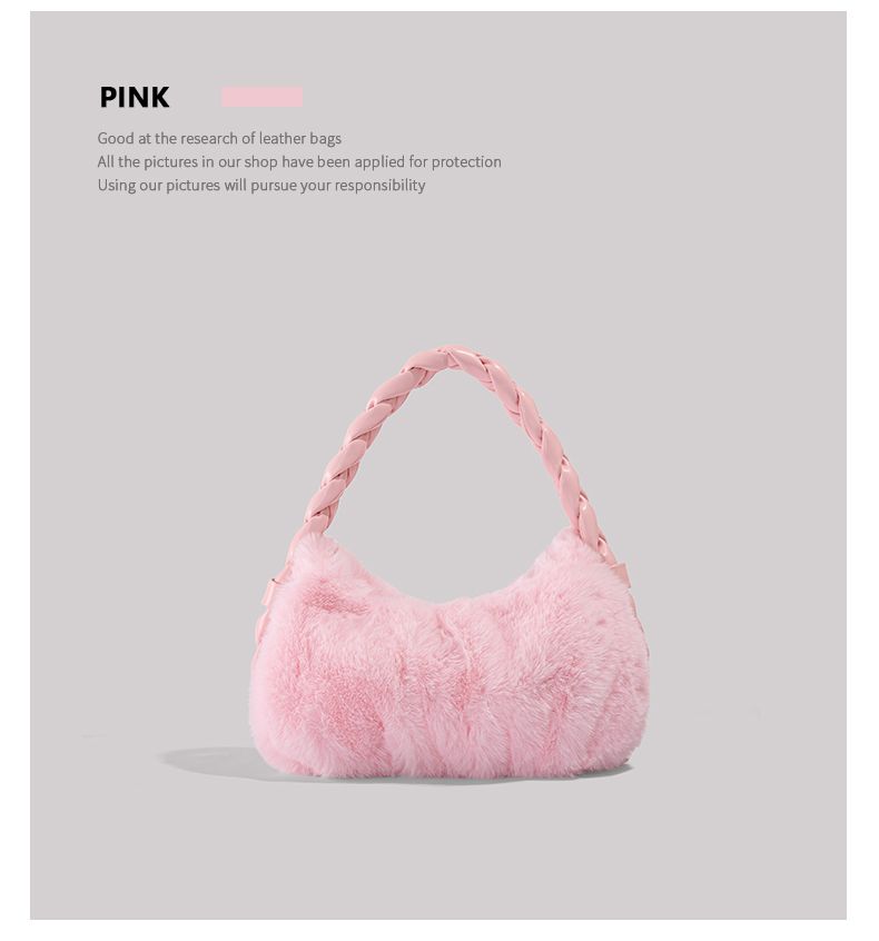 UR Λούτρινο ζυμαρικό για γυναίκες Φθινόπωρο/Χειμώνας 2024 Νέα Συλλογή Είδη γραφείου Χειρός Υφασμάτινη τσάντα με τρίχες_voghion.com