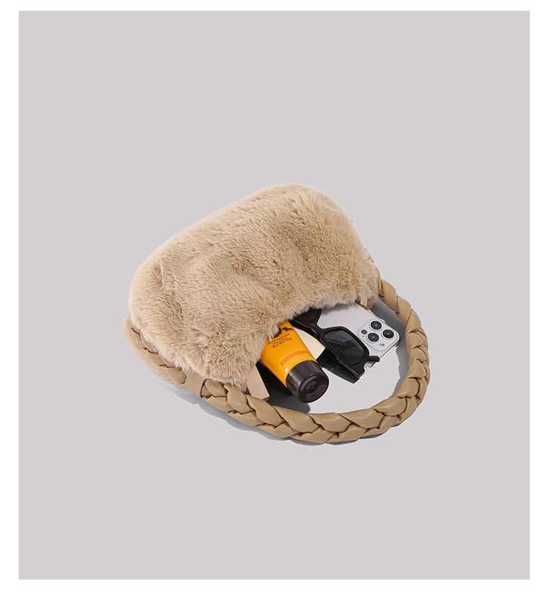 UR Λούτρινο ζυμαρικό για γυναίκες Φθινόπωρο/Χειμώνας 2024 Νέα Συλλογή Είδη γραφείου Χειρός Υφασμάτινη τσάντα με τρίχες_voghion.com