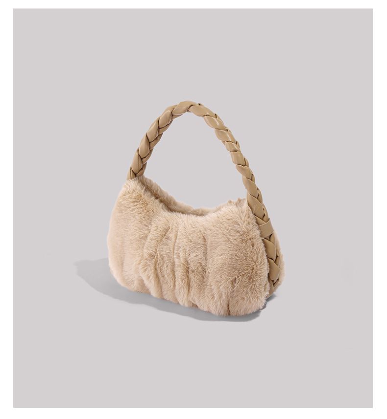 UR Λούτρινο ζυμαρικό για γυναίκες Φθινόπωρο/Χειμώνας 2024 Νέα Συλλογή Είδη γραφείου Χειρός Υφασμάτινη τσάντα με τρίχες_voghion.com