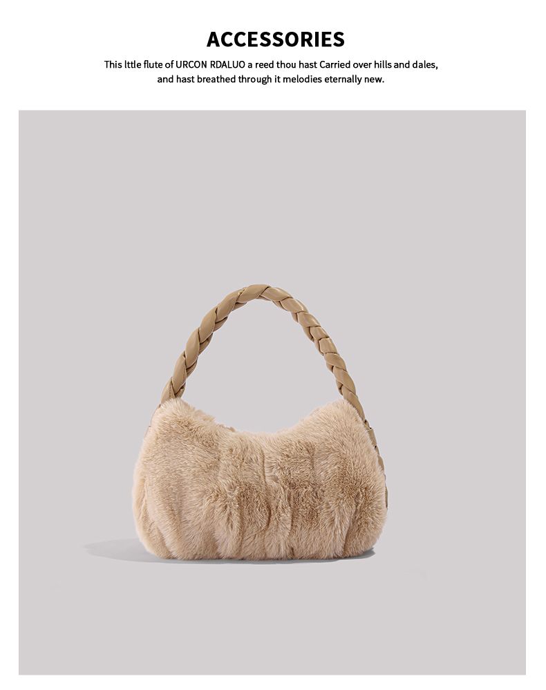 UR Λούτρινο ζυμαρικό για γυναίκες Φθινόπωρο/Χειμώνας 2024 Νέα Συλλογή Είδη γραφείου Χειρός Υφασμάτινη τσάντα με τρίχες_voghion.com