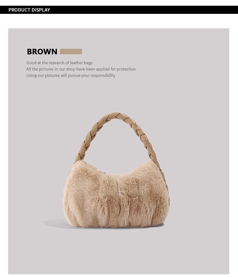 UR Λούτρινο ζυμαρικό για γυναίκες Φθινόπωρο/Χειμώνας 2024 Νέα Συλλογή Είδη γραφείου Χειρός Υφασμάτινη τσάντα με τρίχες_voghion.com