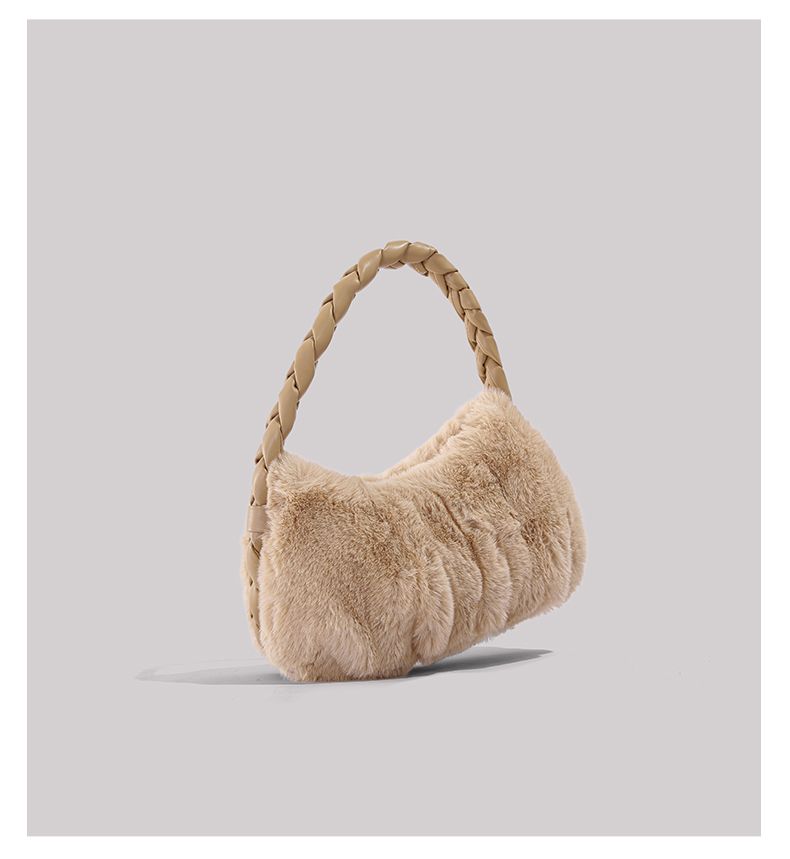 UR Λούτρινο ζυμαρικό για γυναίκες Φθινόπωρο/Χειμώνας 2024 Νέα Συλλογή Είδη γραφείου Χειρός Υφασμάτινη τσάντα με τρίχες_voghion.com