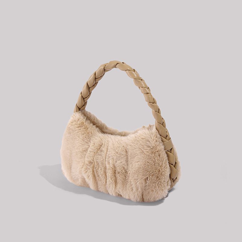 UR Λούτρινο ζυμαρικό για γυναίκες Φθινόπωρο/Χειμώνας 2024 Νέα Συλλογή Είδη γραφείου Χειρός Υφασμάτινη τσάντα με τρίχες_voghion.com
