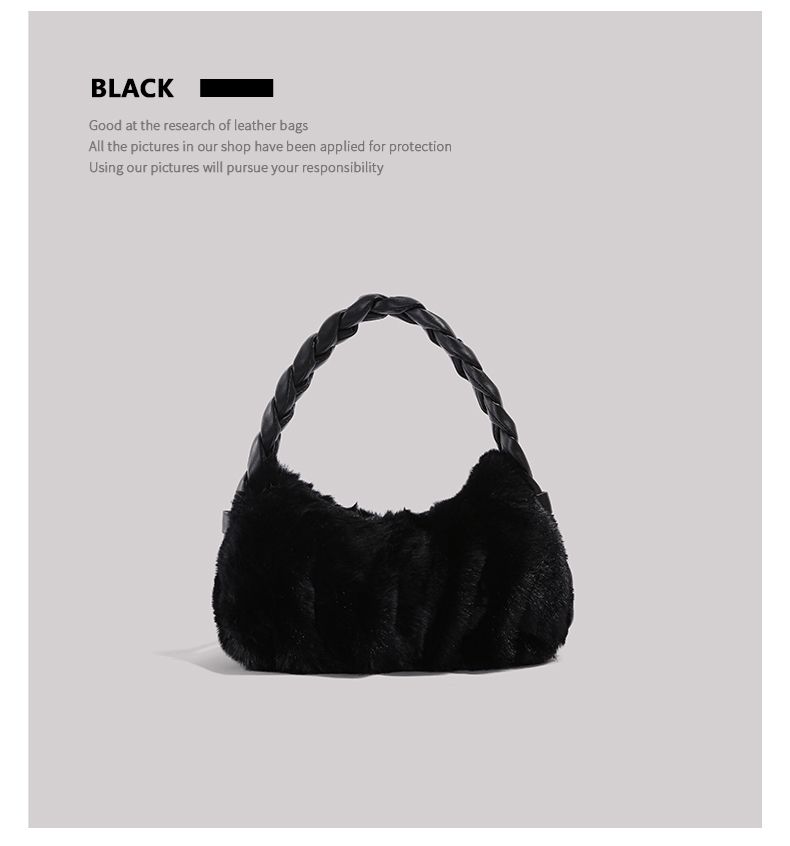 UR Λούτρινο ζυμαρικό για γυναίκες Φθινόπωρο/Χειμώνας 2024 Νέα Συλλογή Είδη γραφείου Χειρός Υφασμάτινη τσάντα με τρίχες_voghion.com