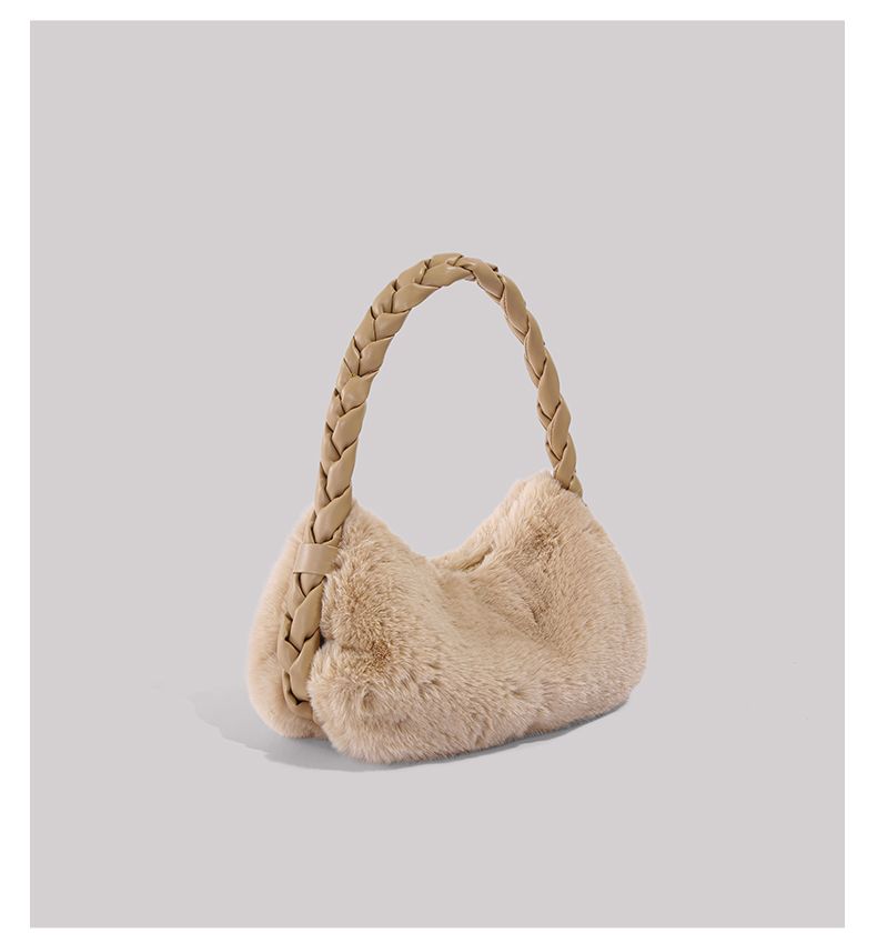 UR Λούτρινο ζυμαρικό για γυναίκες Φθινόπωρο/Χειμώνας 2024 Νέα Συλλογή Είδη γραφείου Χειρός Υφασμάτινη τσάντα με τρίχες_voghion.com