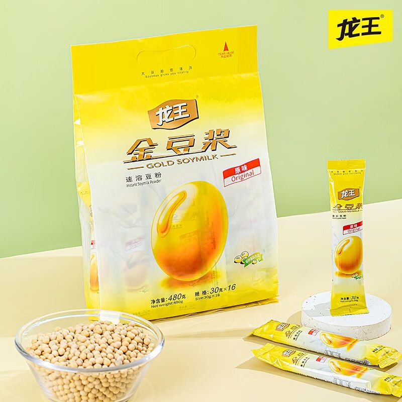 龙王豆浆粉黄豆浆原甜味480g*1学生营养早餐冲饮家庭装植物蛋白