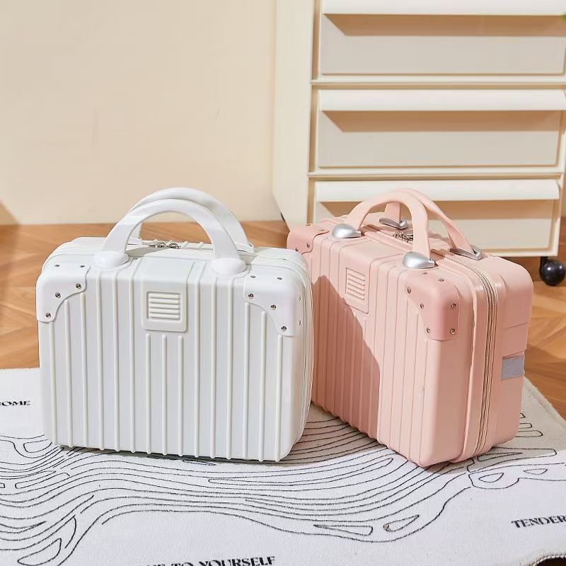 Suitcase Makeup Case 14inch Portable Storage Small Luggage Simple High-End Lightweight Travel Bag Set With A Sense Of_voghion.com