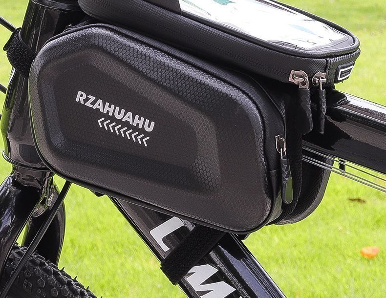 Bolsa rígida frontal para bicicleta, estilo mountain bike e estrada, com suporte para celular, grande capacidade e resistente à água, de dupla face._voghion.com