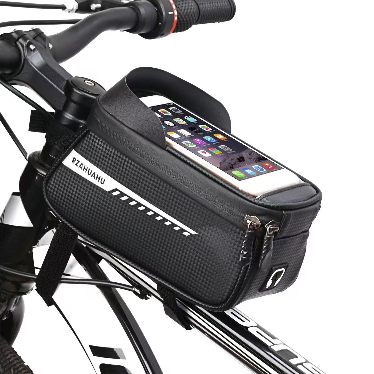 Bolsa rígida frontal para bicicleta, estilo mountain bike e estrada, com suporte para celular, grande capacidade e resistente à água, de dupla face._voghion.com