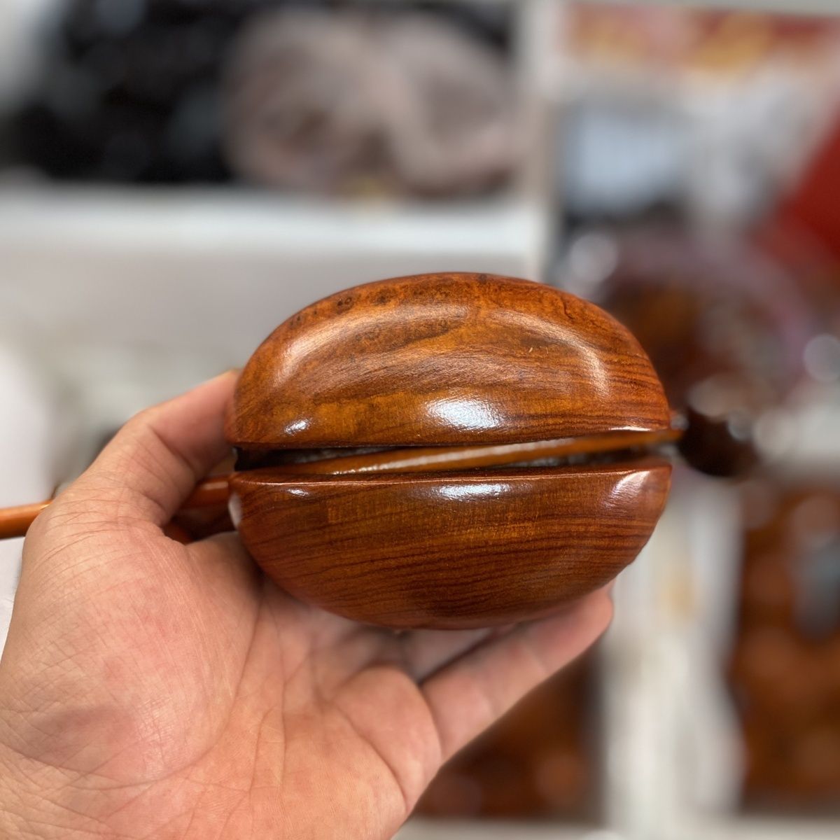 花梨木雕刻手工挖空祈福老式念经寺庙家用木鱼实木正版木鱼6厘米 3