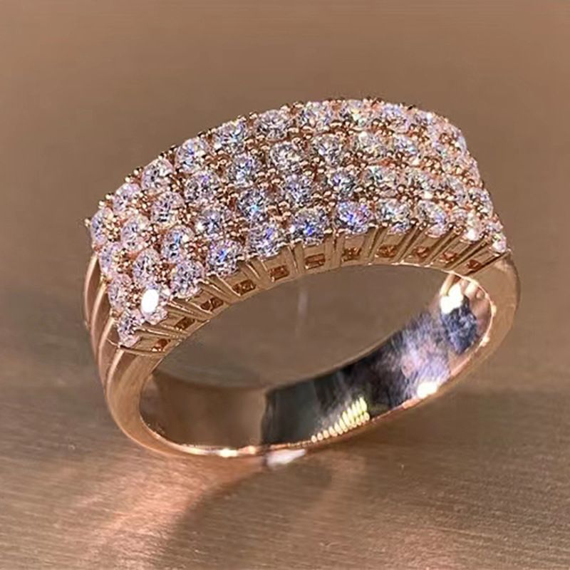Unique Design, Exquisitely Inlaid With Zirconia, New Versatile Ring, European And American Fashion Rose Gold Wedding_voghion.com