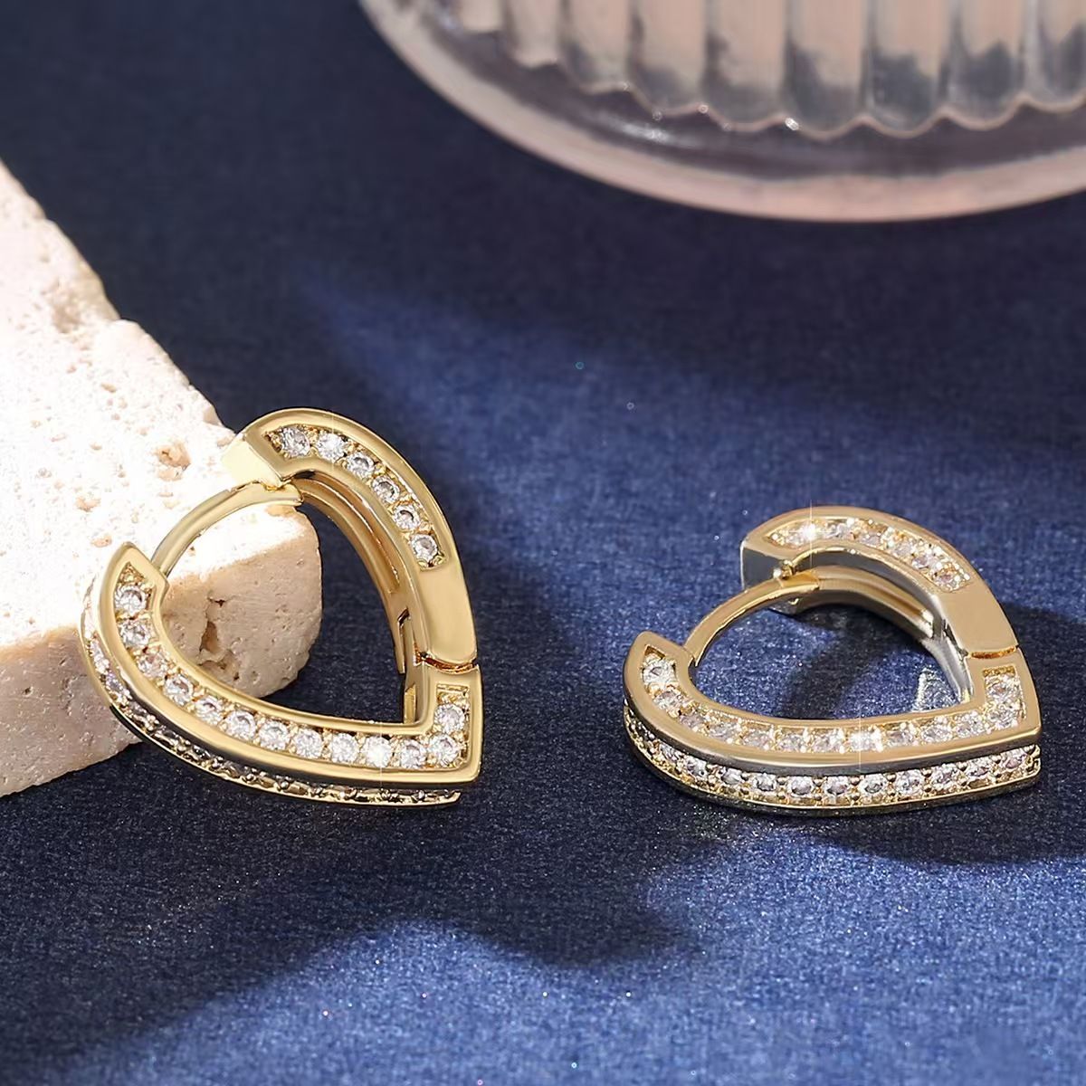 Diamant Herz Creolen Für Damen Luxuriöser Extravaganter Stil_voghion.com
