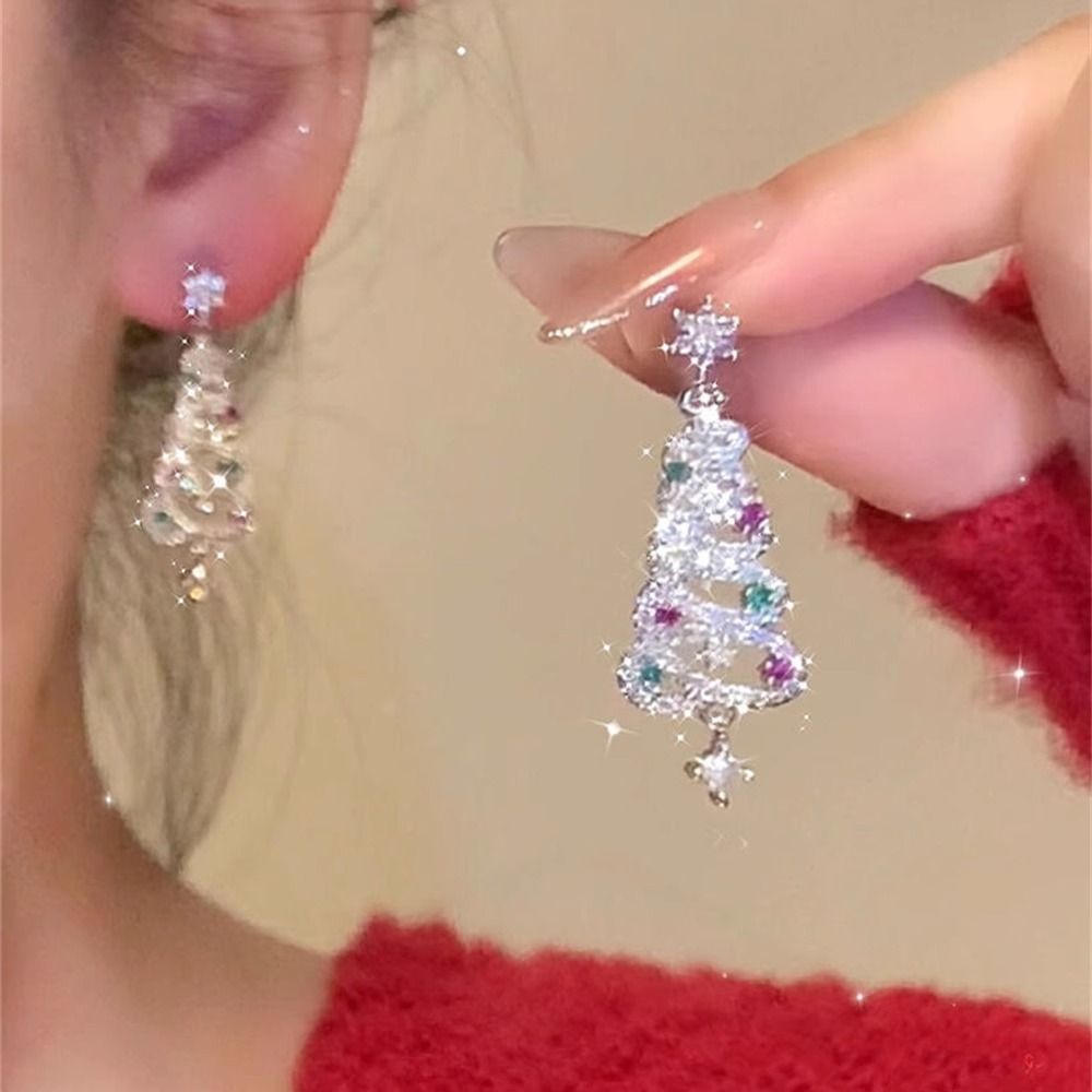 Colored Christmas Tree Stud Earrings For Women's New Temperament Popular Winter Atmosphere Earrings_voghion.com