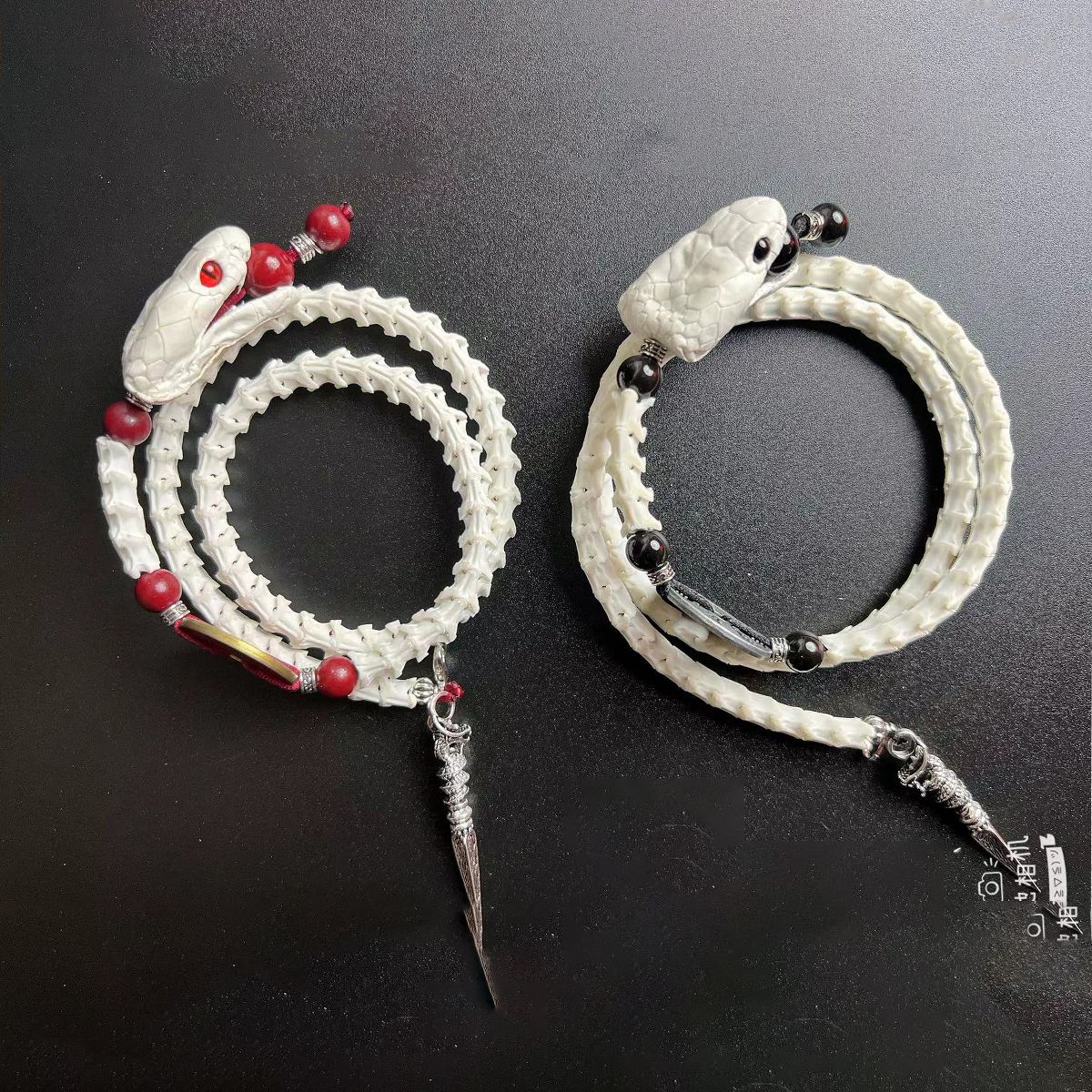 現貨】保真蛇骨手串天然男女三圈手鏈禮物純手工文玩山鬼花錢手鏈真蛇骨 