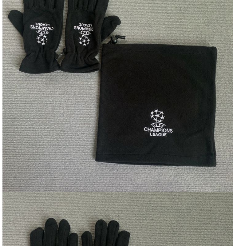 Ensemble trois pièces de gants chauds pour le cou, le cyclisme, le bonnet, le masque épais en polaire pour la course à pied, l'entraînement, la Ligue des champions de football_voghion.com