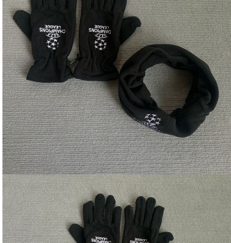 Ensemble trois pièces de gants chauds pour le cou, le cyclisme, le bonnet, le masque épais en polaire pour la course à pied, l'entraînement, la Ligue des champions de football_voghion.com