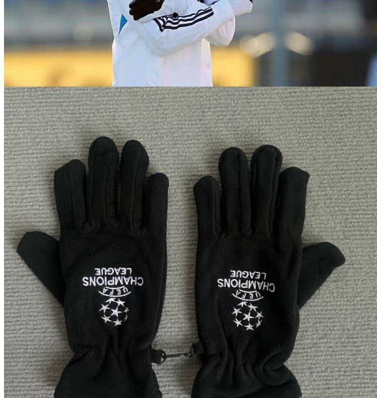 Ensemble trois pièces de gants chauds pour le cou, le cyclisme, le bonnet, le masque épais en polaire pour la course à pied, l'entraînement, la Ligue des champions de football_voghion.com