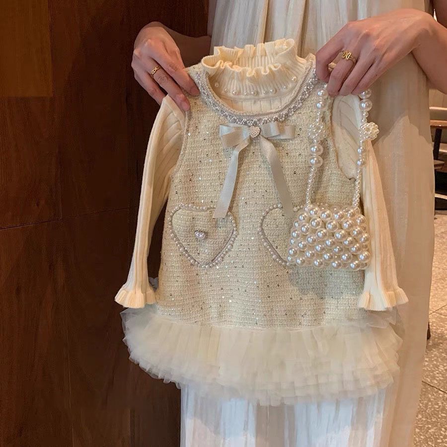 Mädchenkleid für Herbst/Winter, Prinzessinnen-Geburtstagskleid, neues, stilvolles und elegantes Kinder-Fleece-gefüttertes Westenkleid_voghion.com