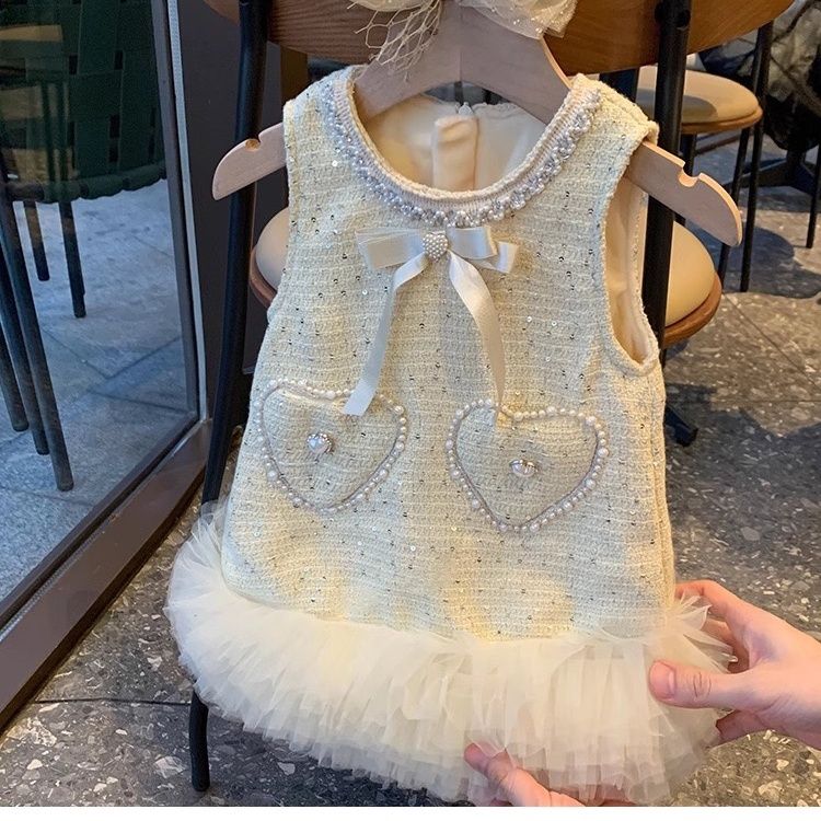 Mädchenkleid für Herbst/Winter, Prinzessinnen-Geburtstagskleid, neues, stilvolles und elegantes Kinder-Fleece-gefüttertes Westenkleid_voghion.com