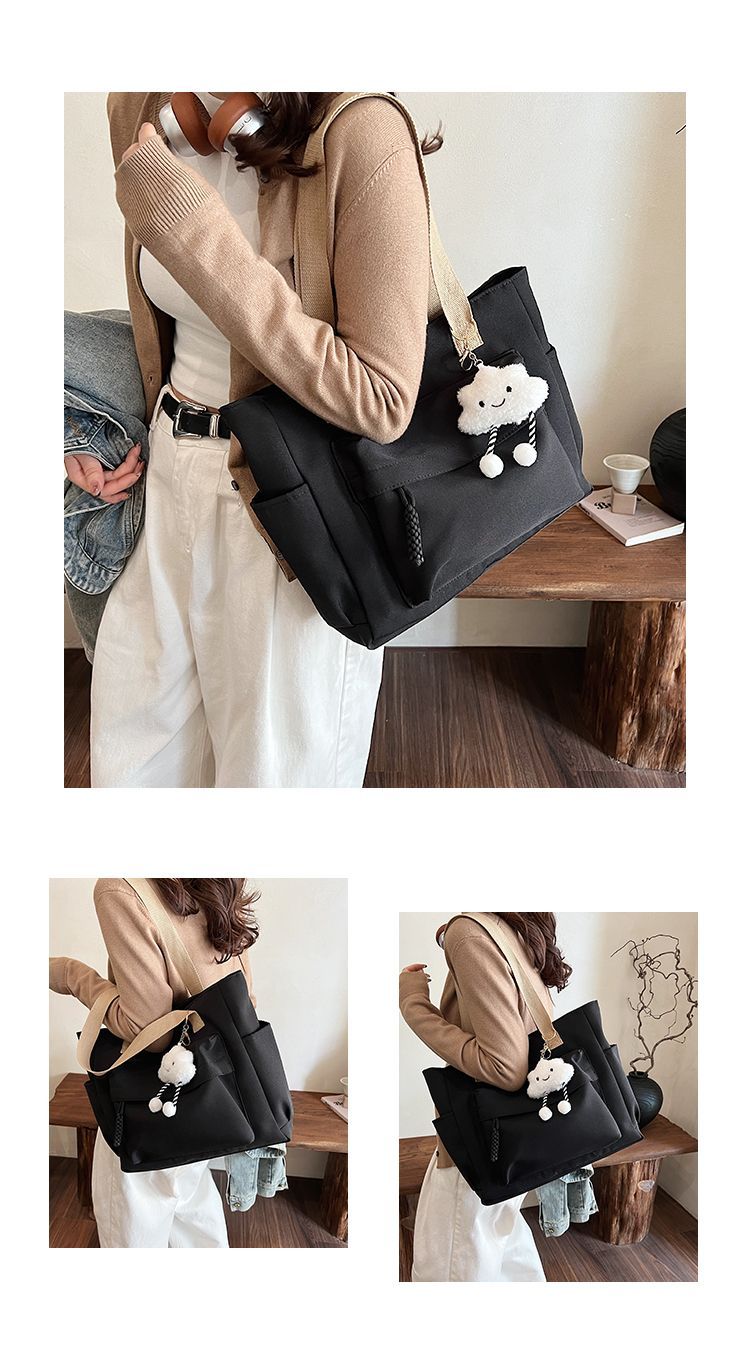Cross-border Damen Neue Große Canvas-Tasche für Studentinnen, lässig und vielseitig, geeignet für Uni und Pendeln_voghion.com