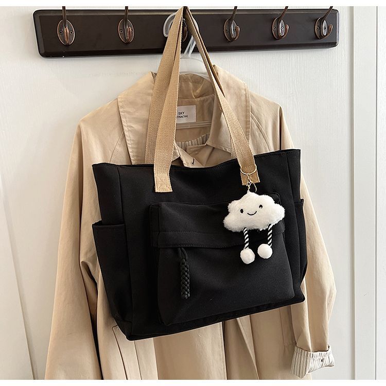 Cross-border Damen Neue Große Canvas-Tasche für Studentinnen, lässig und vielseitig, geeignet für Uni und Pendeln_voghion.com