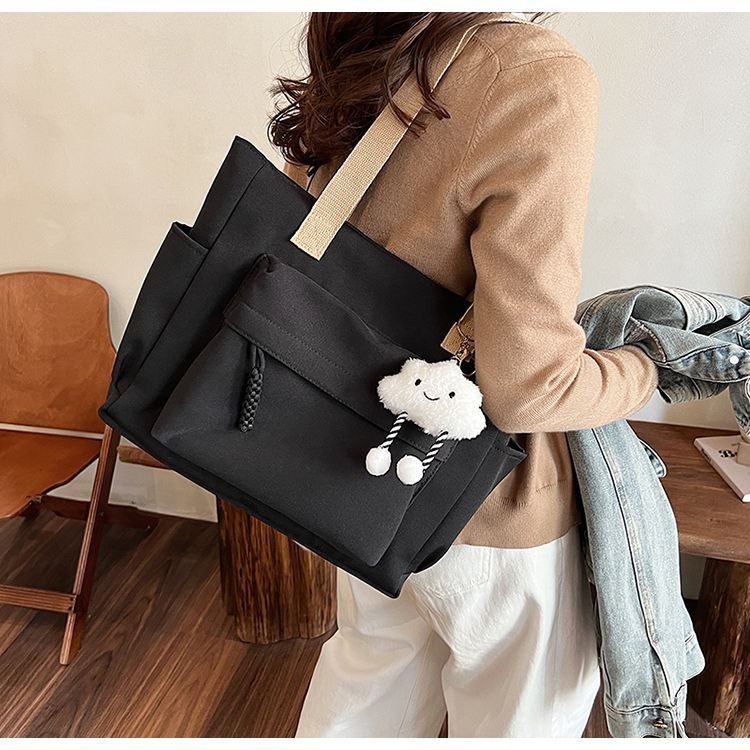 Cross-border Damen Neue Große Canvas-Tasche für Studentinnen, lässig und vielseitig, geeignet für Uni und Pendeln_voghion.com