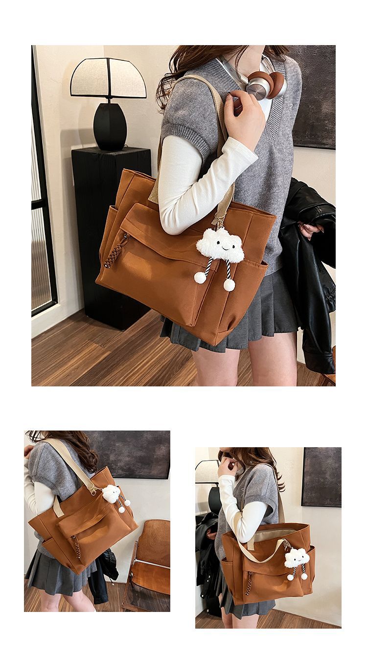 Cross-border Damen Neue Große Canvas-Tasche für Studentinnen, lässig und vielseitig, geeignet für Uni und Pendeln_voghion.com
