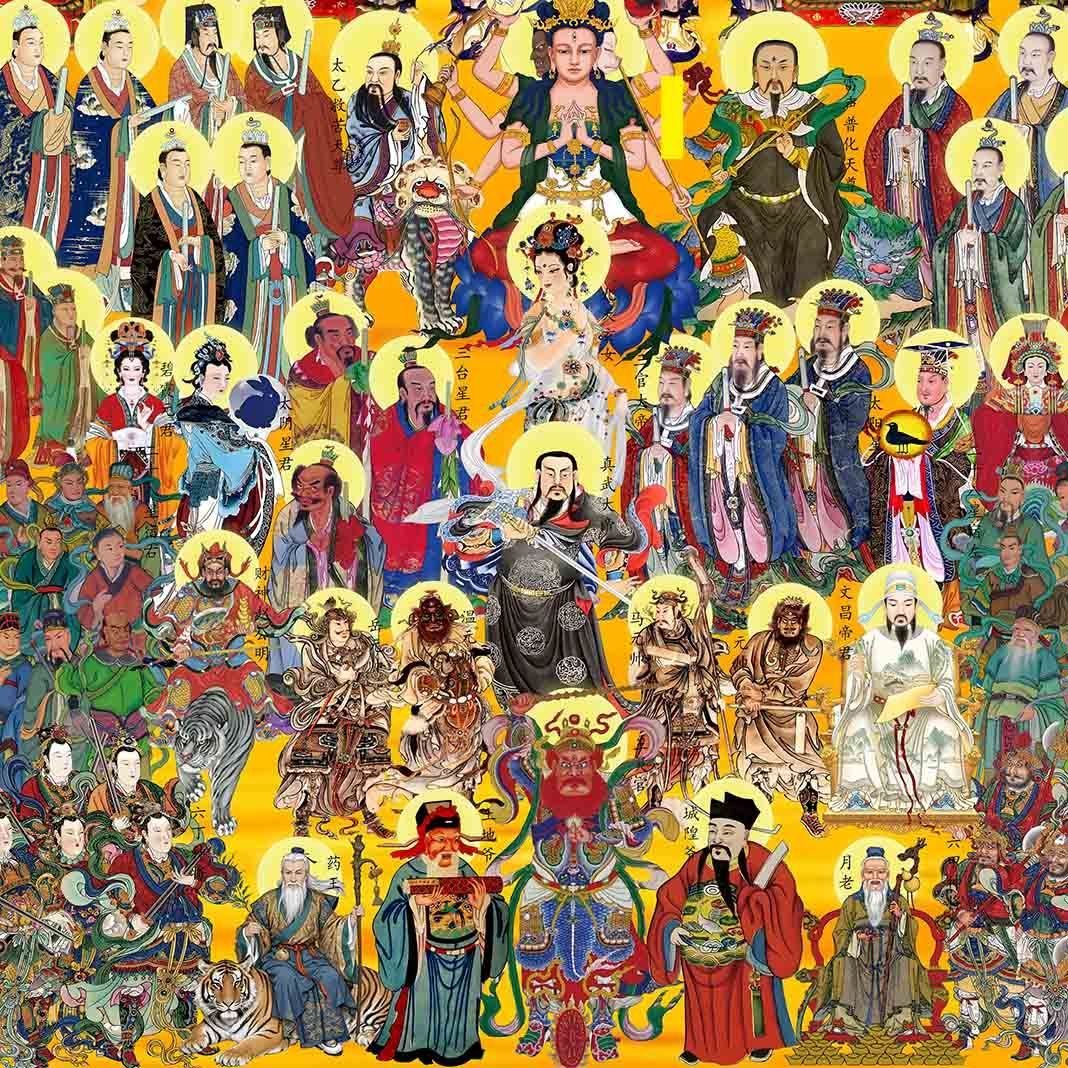 三尺三众神图画像三清天尊雷祖玉帝总真众神水陆画卷轴全神图挂画 5