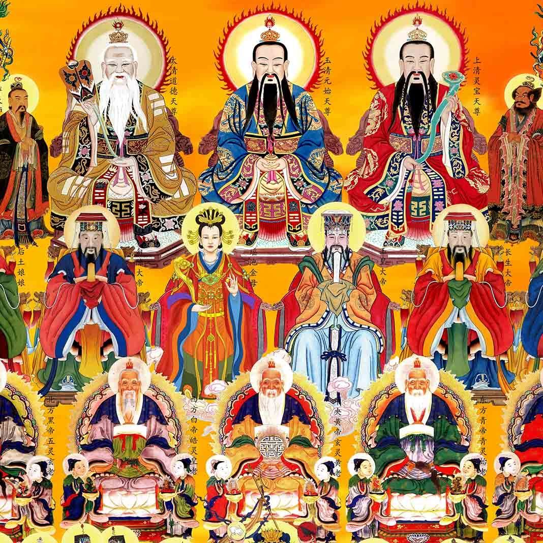 三尺三众神图画像三清天尊雷祖玉帝总真众神水陆画卷轴全神图挂画 4