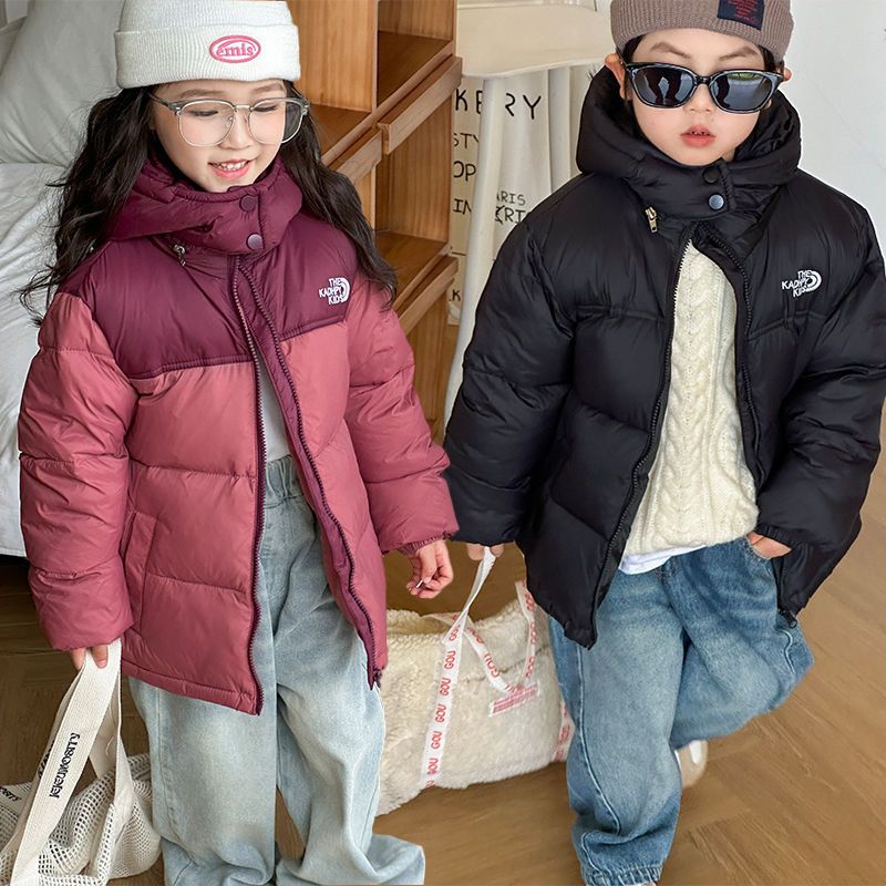 Winter Children's Short Style Outerwear Stylish Color Block Thickened Warm Lightweight Down Jacket For Kids_voghion.com