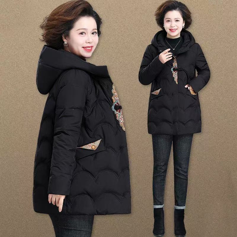 中式冬季棉服妈妈中老年冬装时尚加厚中长款外套棉衣棉袄2025新款