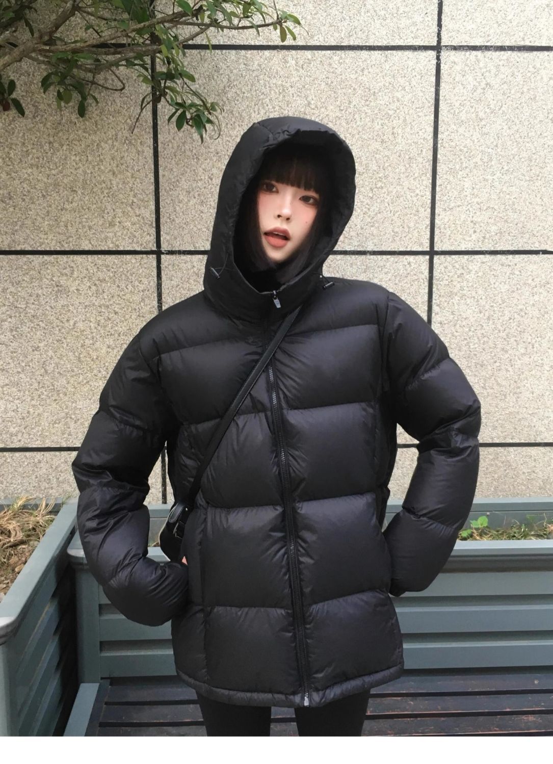 Doudoune courte blanche style hiver 2025 pour femme, à capuche, ample, chaude, pour couple, manteau épais_voghion.com