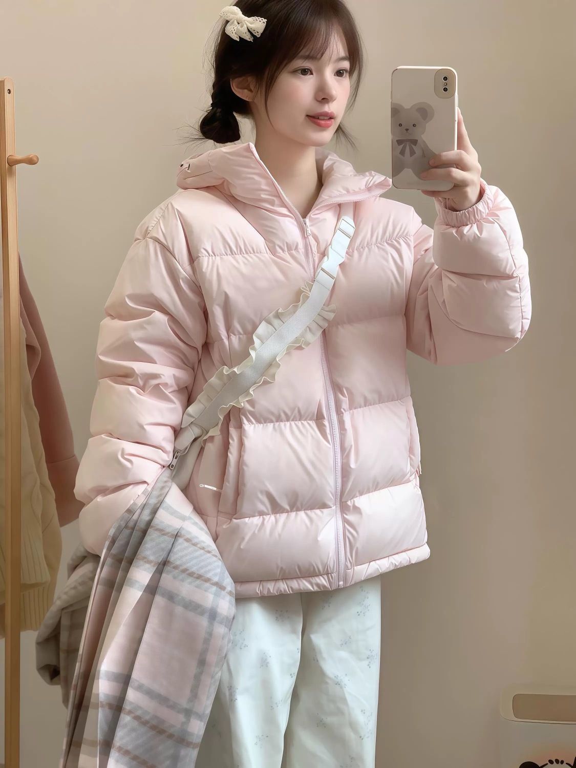 Doudoune courte blanche style hiver 2025 pour femme, à capuche, ample, chaude, pour couple, manteau épais_voghion.com