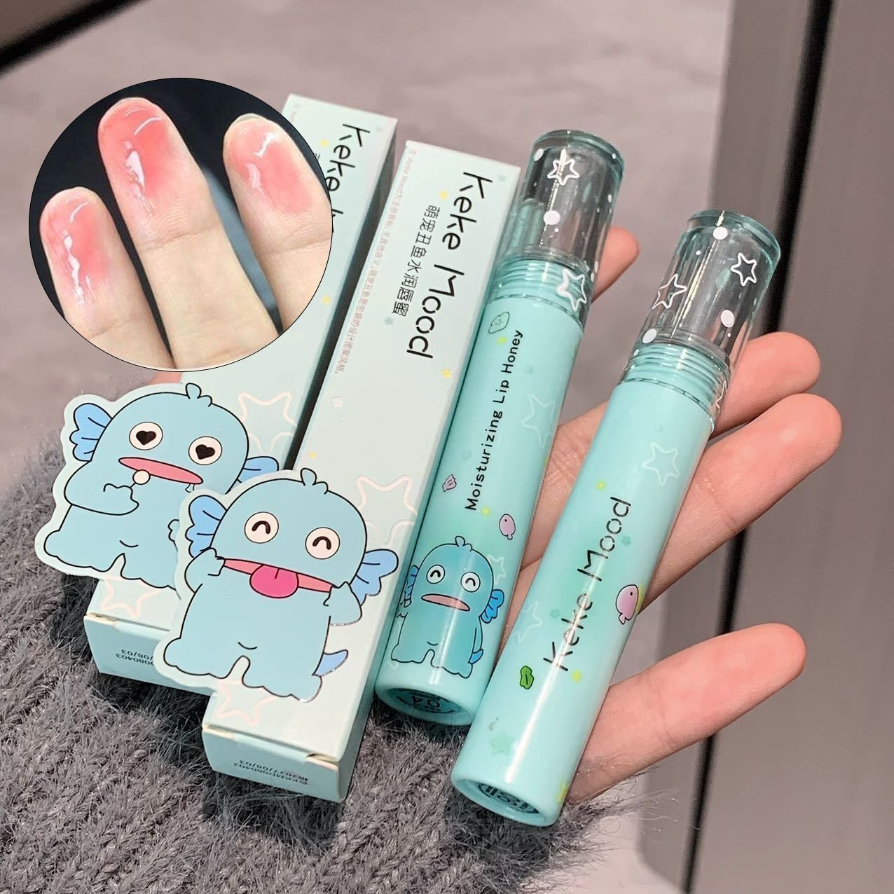 KeKeMood新品丑鱼联名唇蜜水光唇釉不沾杯不易掉色口红学生党ins