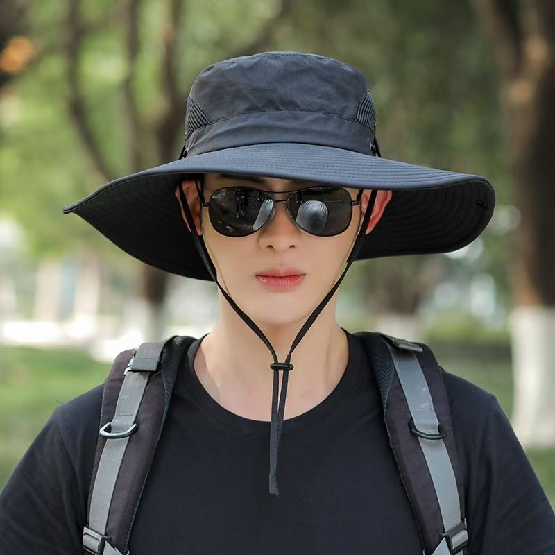 Nuovo cappello estivo a tesa larga da pescatore per attività all'aperto, escursionismo, viaggi, sole, protezione UV._voghion.com