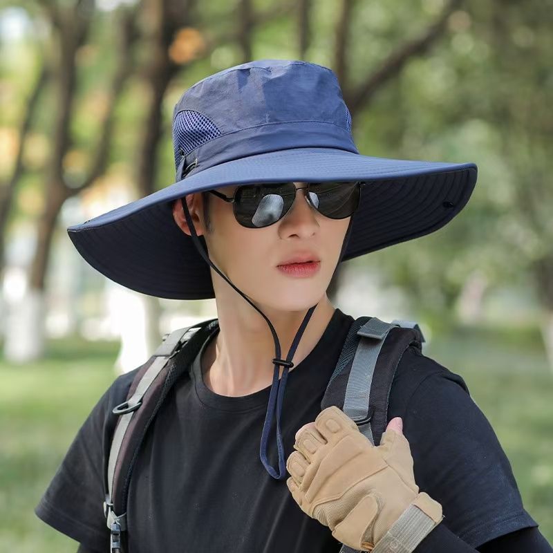 Nuovo cappello estivo a tesa larga da pescatore per attività all'aperto, escursionismo, viaggi, sole, protezione UV._voghion.com