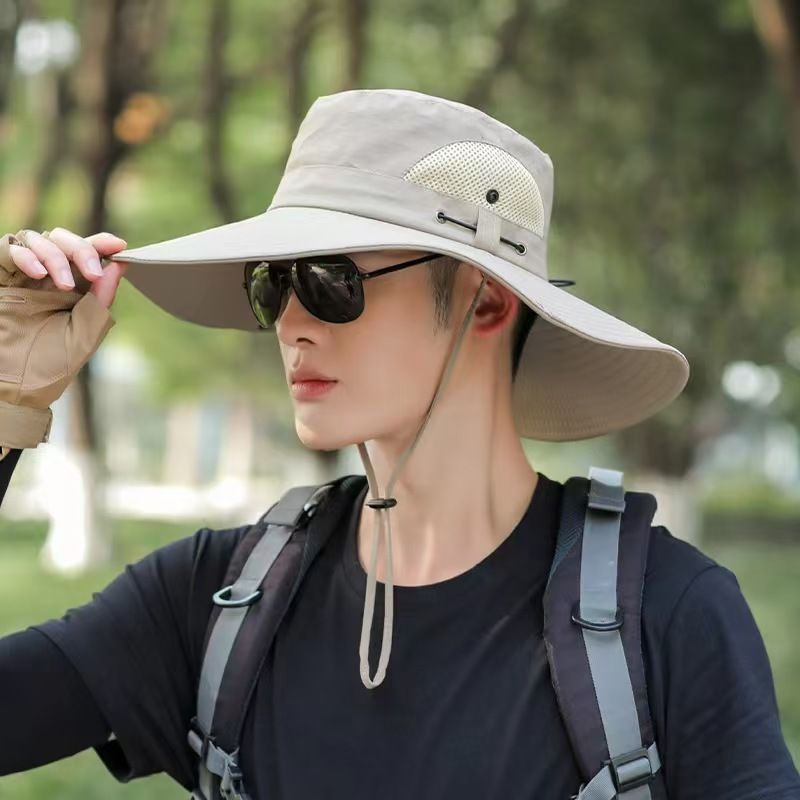 Nuovo cappello estivo a tesa larga da pescatore per attività all'aperto, escursionismo, viaggi, sole, protezione UV._voghion.com