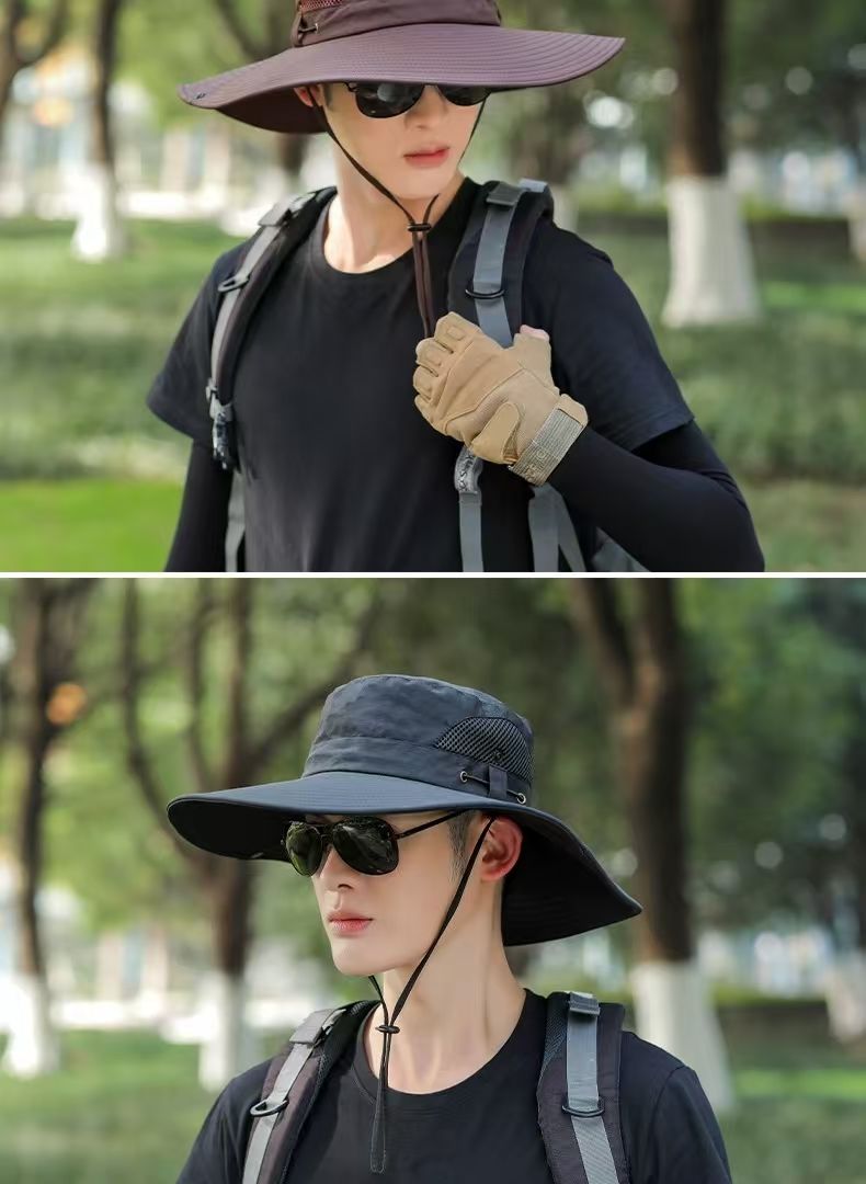 Cappello da pescatore a tesa larga per escursionismo protezione uv_voghion.com