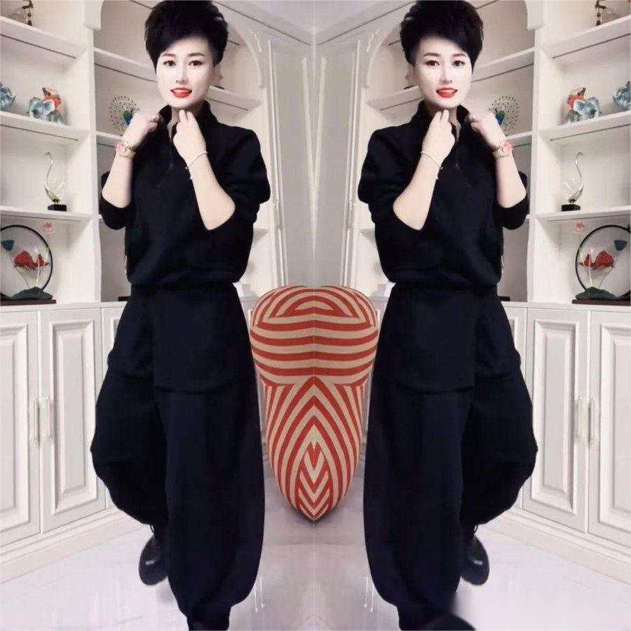 欧货潮牌半拉链卫捏褶松灯笼裤2025冬季新款休闲百搭时尚两件套爆