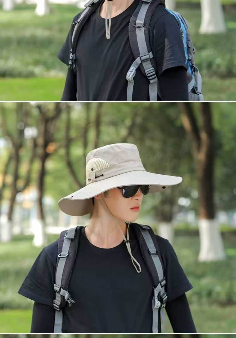 Cappello da pescatore a tesa larga per escursionismo protezione uv_voghion.com