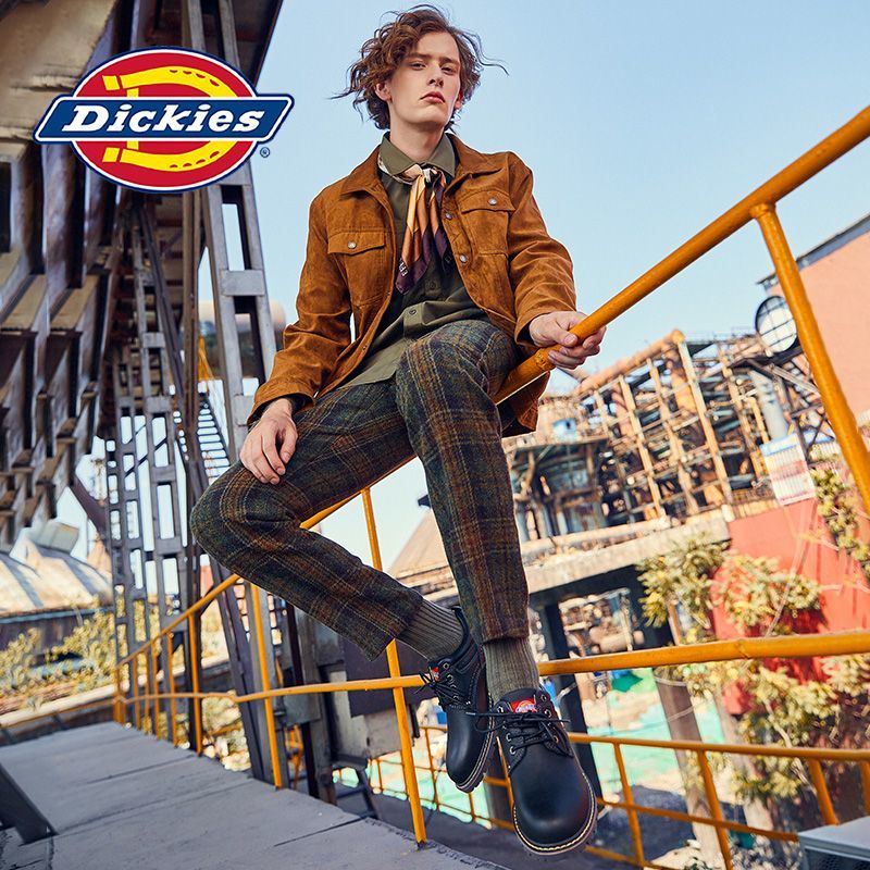 Dickies皮鞋男四季款英伦风真皮低帮工装鞋通勤大头防滑休闲潮鞋 图片 2
