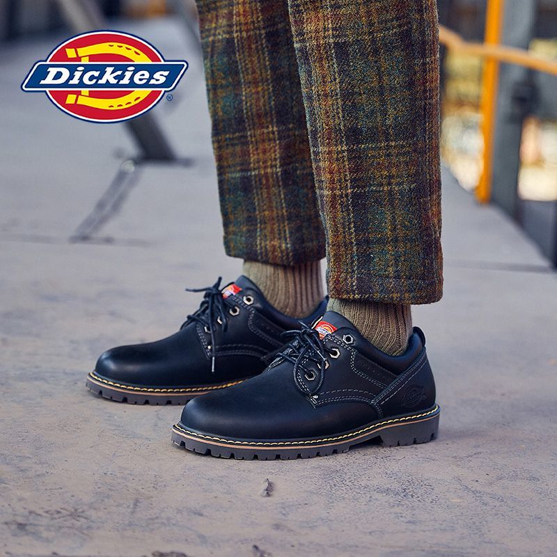 Dickies皮鞋男四季款英伦风真皮低帮工装鞋通勤大头防滑休闲潮鞋 图片 5