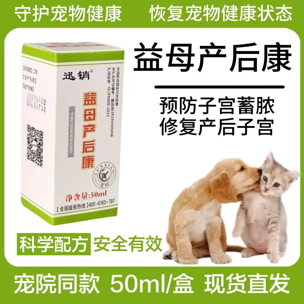 益母草预防猫咪狗狗开放子宫蓄脓产后修复子宫炎症恶露不尽助恢复