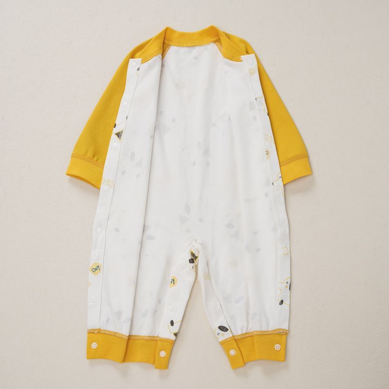 制美针织春秋新款四季A类双面 婴儿连体衣纯棉长袖卡通宝宝爬爬服