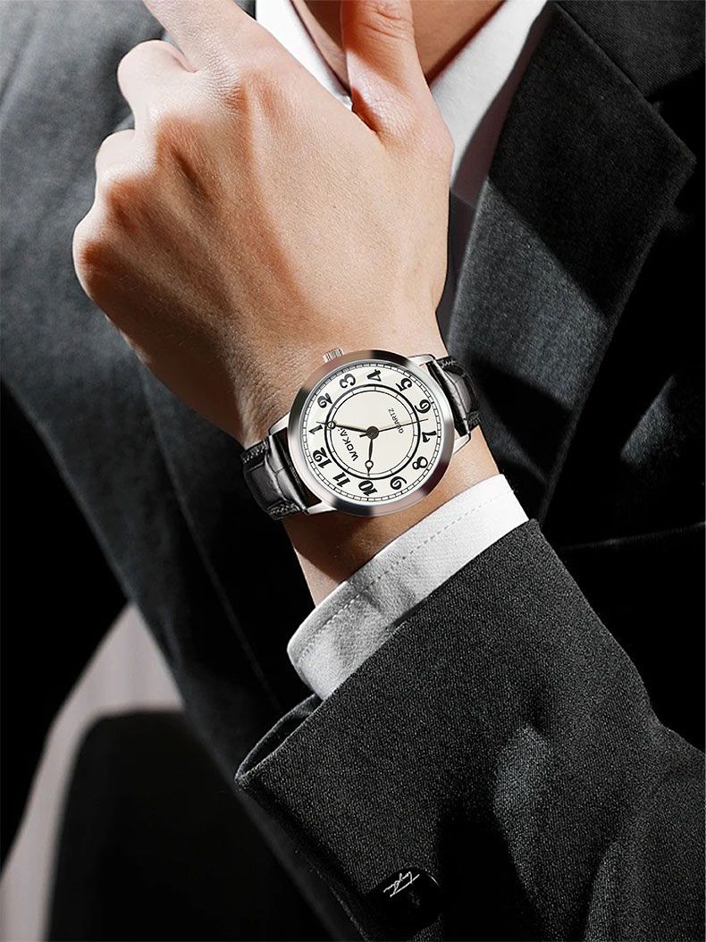 Wokai Men's Quartz Watch With Classic Simple Design And Large Dial_voghion.com