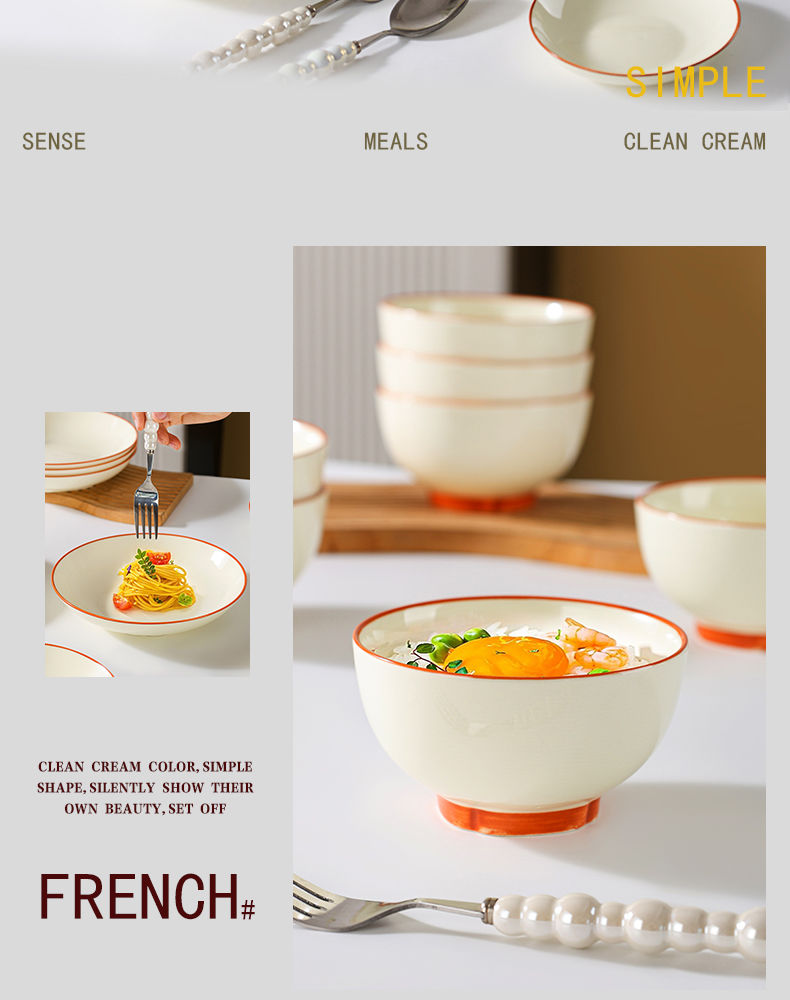 New High-End Household Dining Daily Set Tableware Irregular Shape Porcelain Double Ear Bowl Square Plate_voghion.com