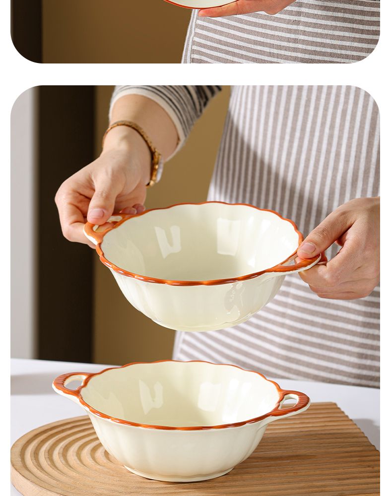New High-End Household Dining Daily Set Tableware Irregular Shape Porcelain Double Ear Bowl Square Plate_voghion.com