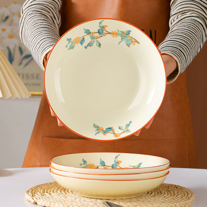 New High-End Household Dining Daily Set Tableware Irregular Shape Porcelain Double Ear Bowl Square Plate_voghion.com