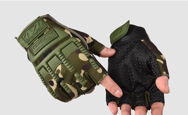 Guanti da moto da combattimento traspiranti resistenti all'usura, tattici, per sport all'aria aperta, alpinismo, con guarnizione antiscivolo, a mezze dita_voghion.com