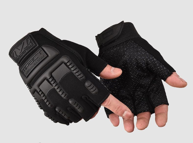 Guanti da moto da combattimento traspiranti resistenti all'usura, tattici, per sport all'aria aperta, alpinismo, con guarnizione antiscivolo, a mezze dita_voghion.com